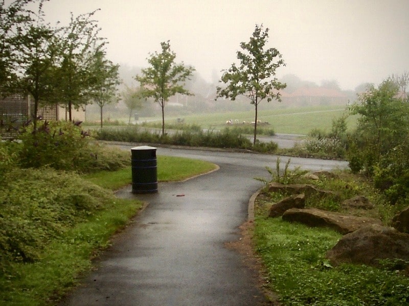 Bespoke bins and water points are spread around the site
