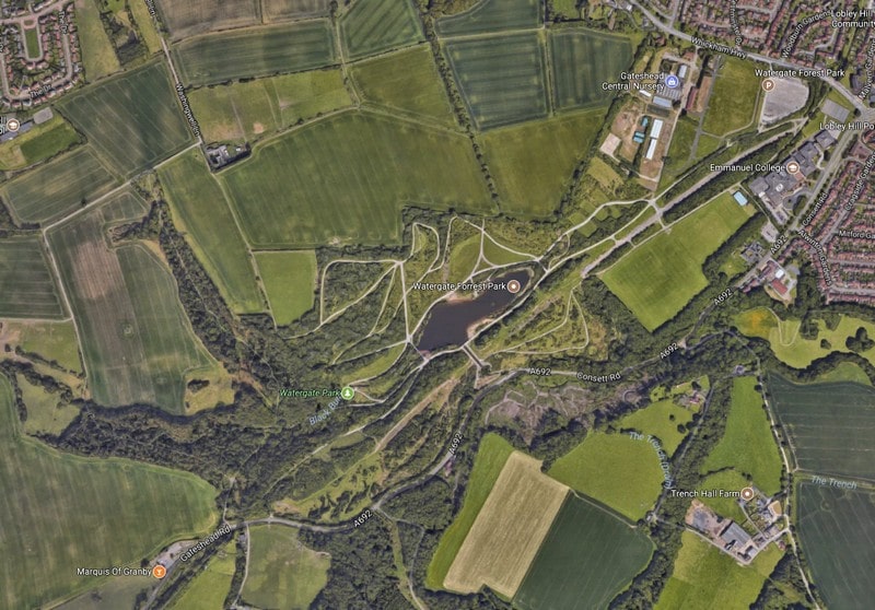 Aerial view of Watergate Forest Park as it is today. Image courtesy of Google Earth