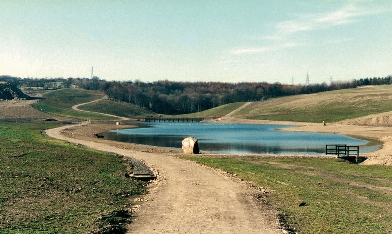 Views of the lake naturally filled by 5 streams, with site works almost complete