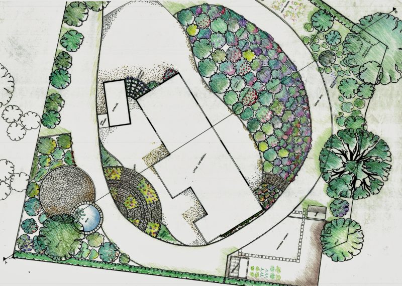 Concept plan for steep garden in Northumberland